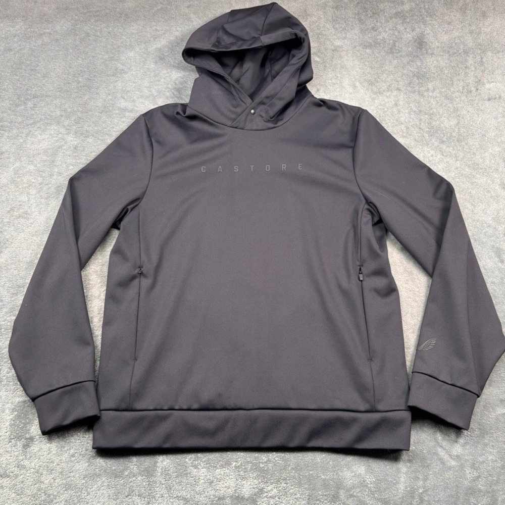 CASTORE Hoodie Mens M Black Spellout Logo Softshell Performance Pullover